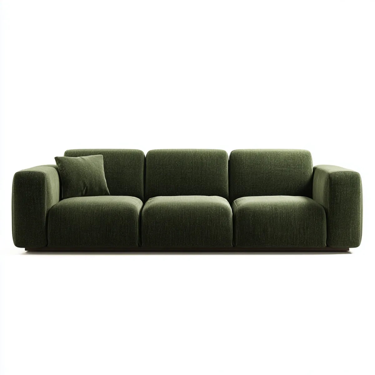 Canapé droit 3 places vert olive 230 x 95 x 78 cm en polyester forme rectangulaire