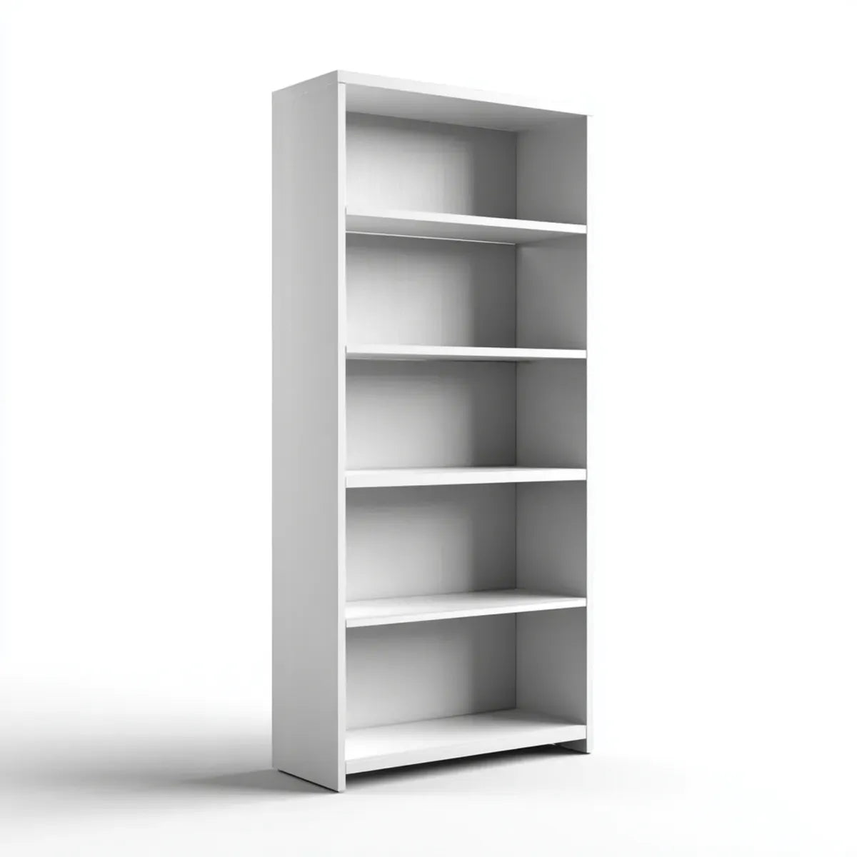 Bibliothèque de bureau blanche à 5 étagères en panneaux de particules 60 x 30 x 180 cm rectangulaire