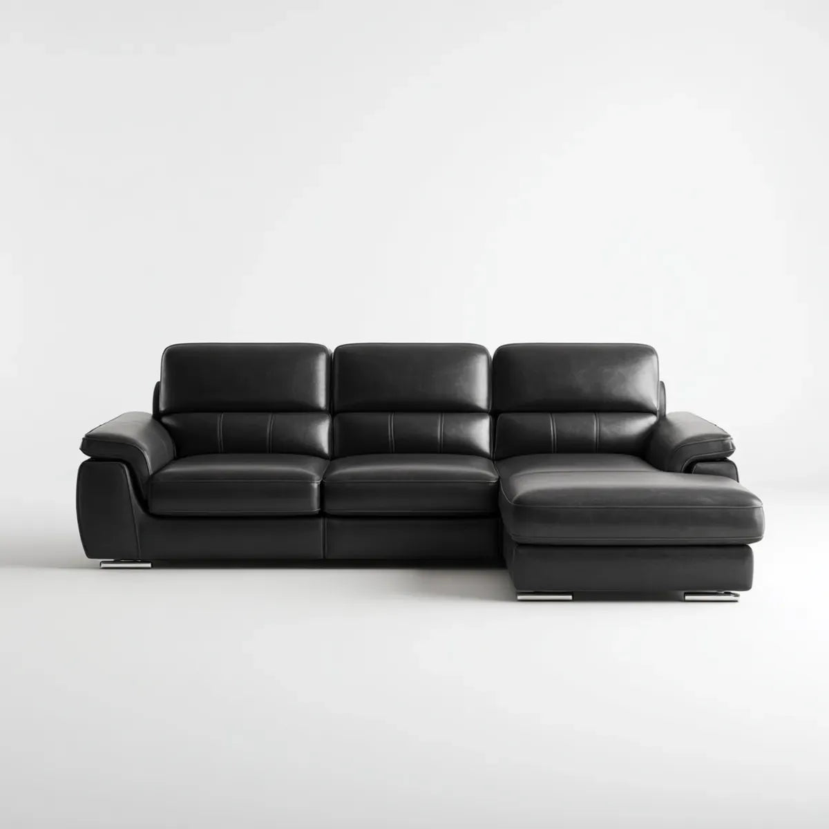 Canapé d'angle droit 3 places noir en cuir synthétique PU 280 x 165 x 88 cm