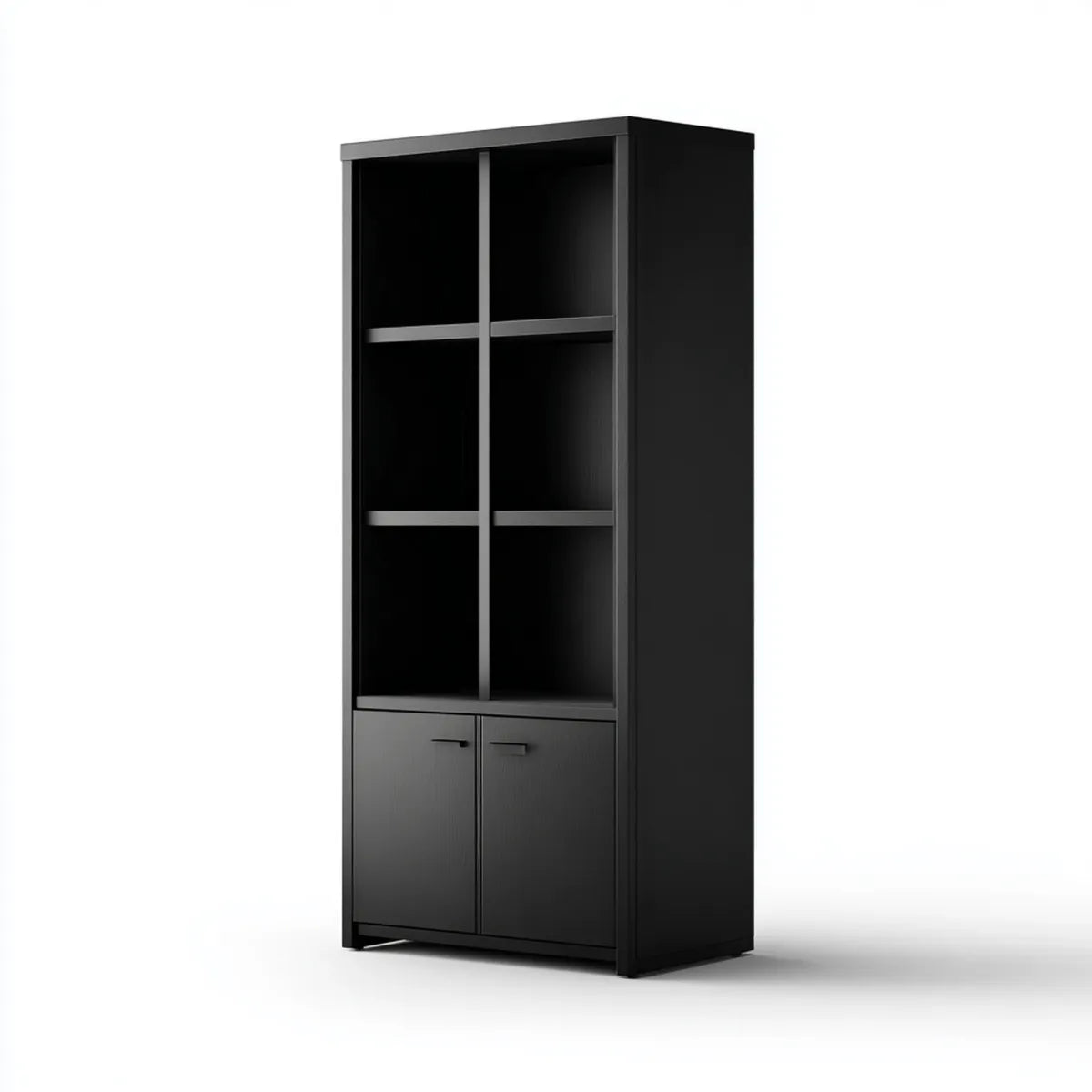 Bibliothèque armoire de bureau noire 80 x 40 x 180 cm en panneaux de particules mélaminés rectangulaire
