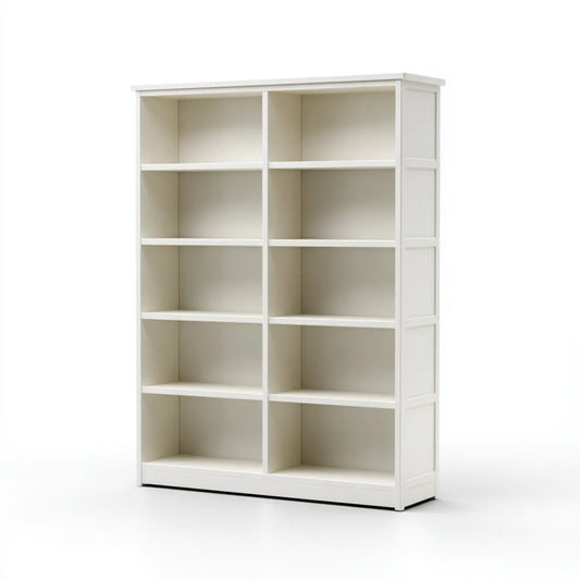 Bibliothèque de bureau blanche en panneaux MDF rectangulaire 100 x 30 x 180 cm avec 10 niches