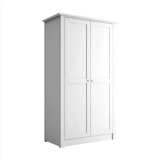 Armoire de chambre blanche à 2 portes battantes en MDF 80 x 52 x 180 cm rectangulaire