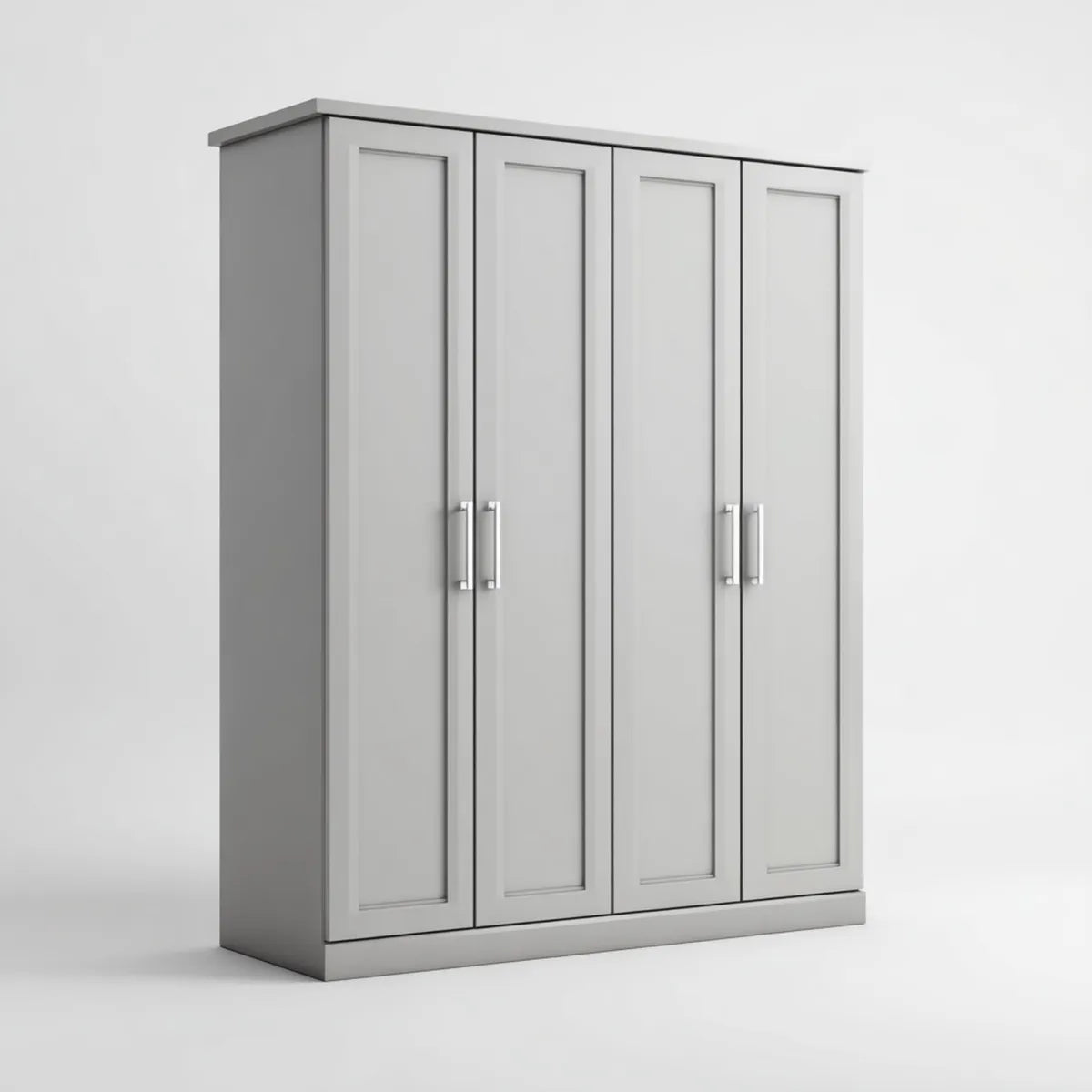 Armoire de chambre 4 portes gris clair 180 x 52 x 200 cm en panneaux de particules mélaminés rectangulaire