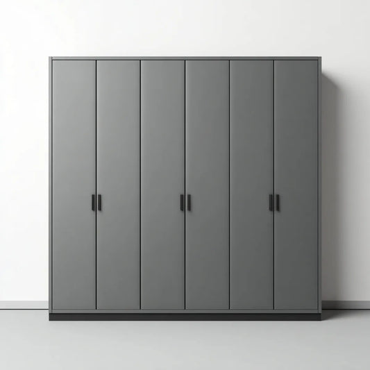 Armoire de chambre 6 portes battantes gris anthracite en panneaux de particules mélaminés 240 x 60 x 200 cm