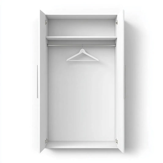 Armoire penderie 2 portes blanche 80 x 52 x 180 cm en panneaux de particules rectangulaire