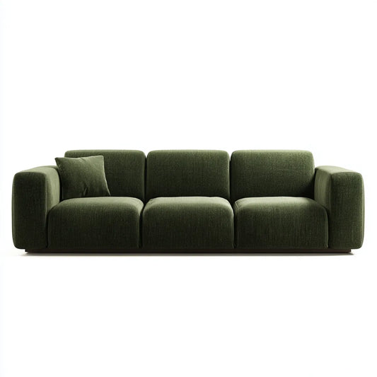 Canapé droit 3 places vert olive 230 x 95 x 78 cm en polyester forme rectangulaire