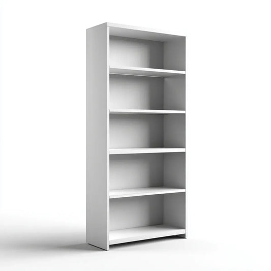 Bibliothèque de bureau blanche à 5 étagères en panneaux de particules 60 x 30 x 180 cm rectangulaire