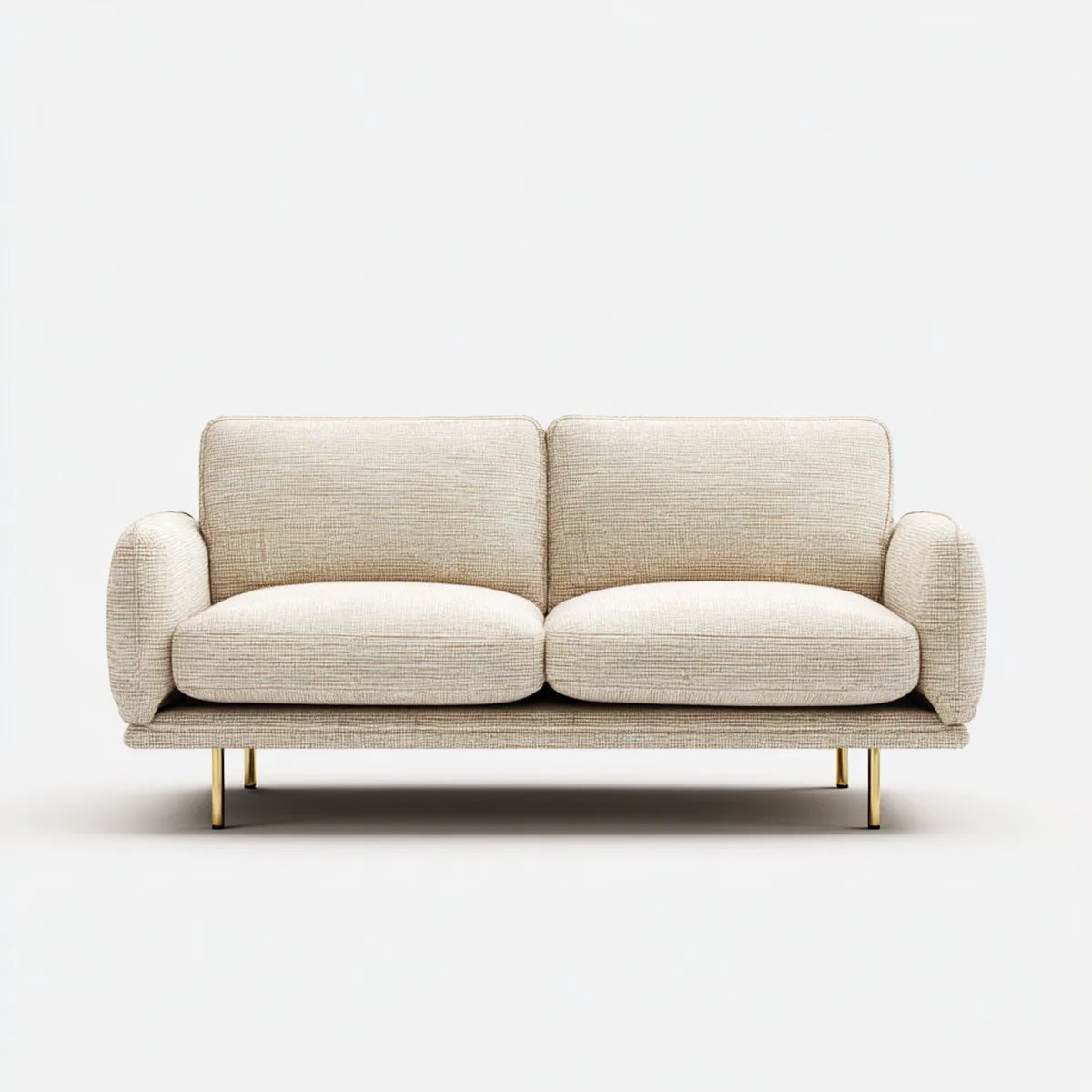 Canapé 2 places beige 170 x 85 x 80 cm en polyester forme droite