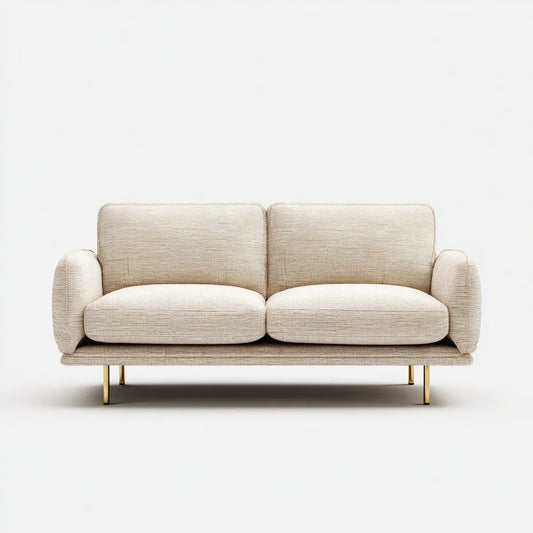Canapé 2 places beige 170 x 85 x 80 cm en polyester forme droite