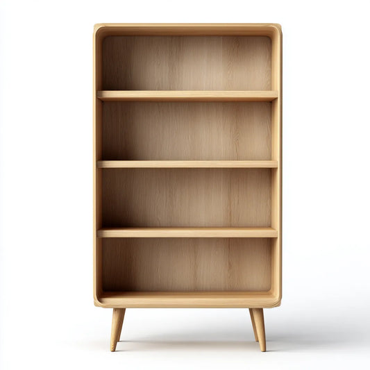 Bibliothèque ouverte beige en panneaux MDF plaqués chêne 80 x 35 x 180 cm rectangulaire à 4 niveaux