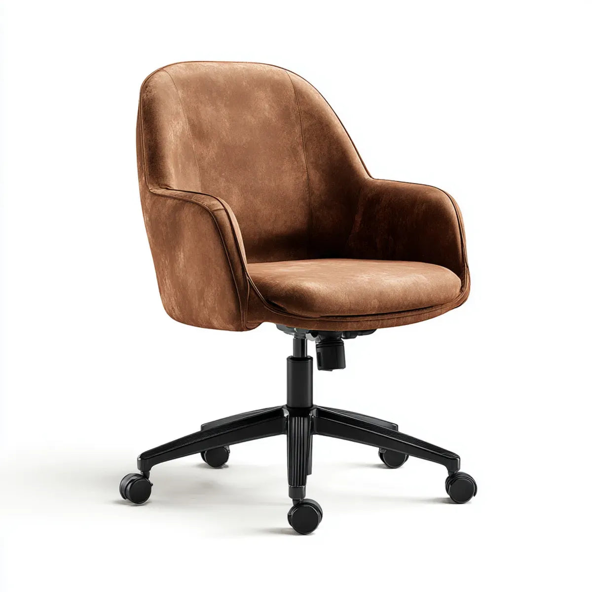 Chaise de bureau pivotante marron en cuir synthétique PU avec accoudoirs 62 x 62 x 86-96 cm